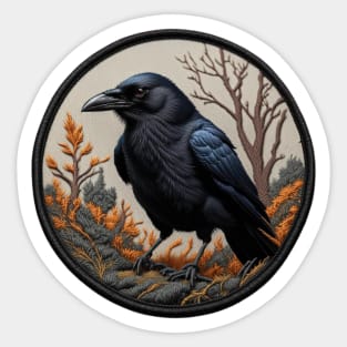 Autumn Crow Embroidered Patch Sticker